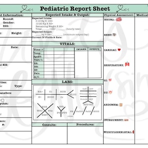 1 Patient Pediatric Report Sheet