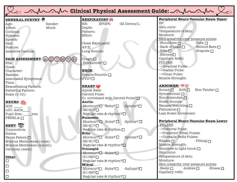 Nursing Student: Clinical Physical Assessment Guide - Etsy