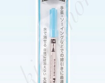 Japan Premium Quality Chacopa Thick Blue Water-Based Fabric Pen, Length 14cm, Water Erasable Fabric Marking Pen
