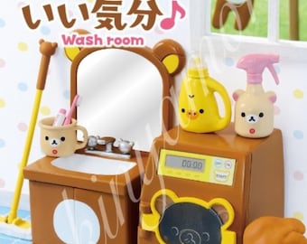 2019 Discontinued Miniature Dollhouse Collection: Rement RE-MENT Rilakkuma Wash Room - Single Box