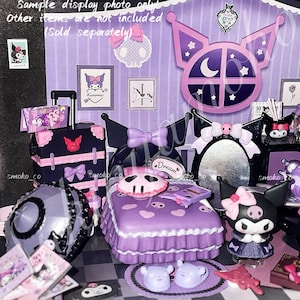 2024 Popular Miniature Collection:  RE-MENT Rement Sanrio Kuromi's Gothic Room - Single Box / Full Set of 8pcs