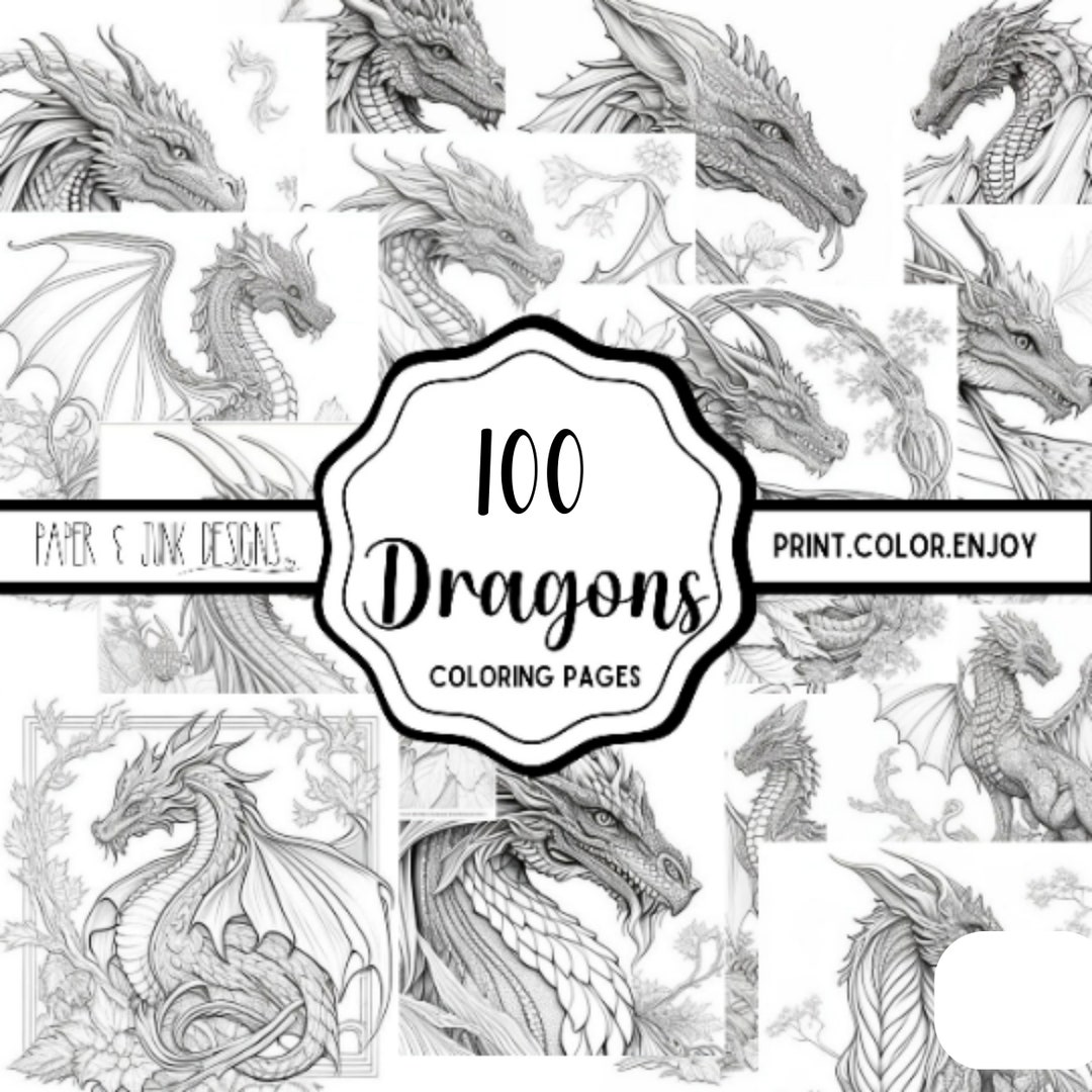 Printable Dragons Coloring Pages Set of 100 PDF Format - Etsy