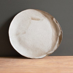 Toasted and white glaze, coupe style medium plate - beautifully imperfect organic shapes.