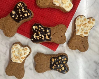 Gourmet Peanut Butter Dog Bone Treats | Carob & Yogurt Dipped