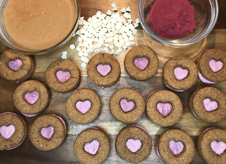 Peanut Butter Sandwich Cookies for Dogs Valentines Dog Treat Gourmet