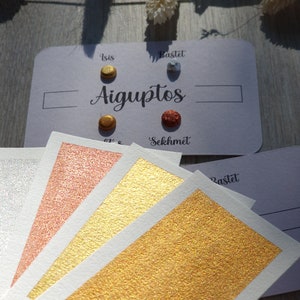 Aiguptos Dot card de 4 aquarelles métallisées aquarelles artisanales peinture pour artiste peinture calligraphie main image 1