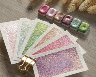 Voyage en Inde | 6 aquarelles métallisées | brillantes, intenses et pigmentées | fait à la main | palette et kit | cadeau pour ami peintre