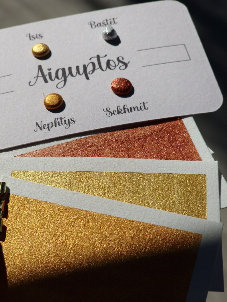 Aiguptos Dot card de 4 aquarelles métallisées aquarelles artisanales peinture pour artiste peinture calligraphie main image 10