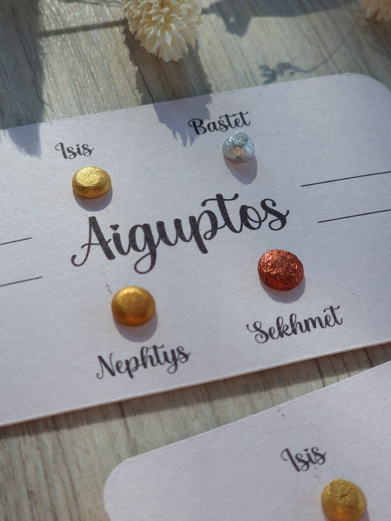 Aiguptos Dot card de 4 aquarelles métallisées aquarelles artisanales peinture pour artiste peinture calligraphie main image 8