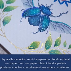 Colibrí Cuarto de acuarela camaleón acuarela artesanal hecha a mano pintura duocroma pintura para colorear adultos imagen 9