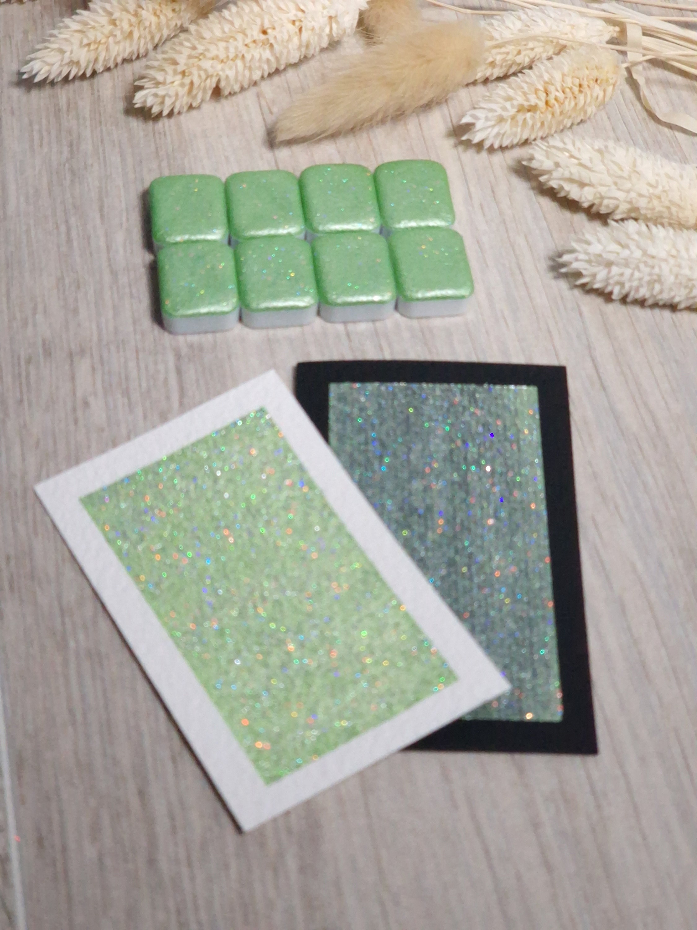 Menta Quarto di padella di acquerello glitter acquerello olografico verde acquerello  glitter verde fatto a mano -  Italia
