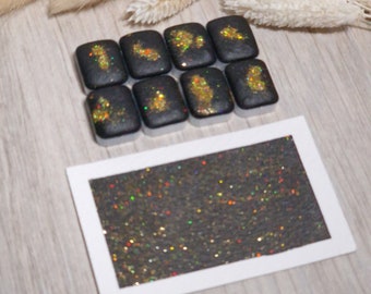 Luna | Quarter pan of glitter watercolor | gray holographic watercolor | purple glitter watercolor | handmade