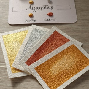 Aiguptos Dot card de 4 aquarelles métallisées aquarelles artisanales peinture pour artiste peinture calligraphie main image 4