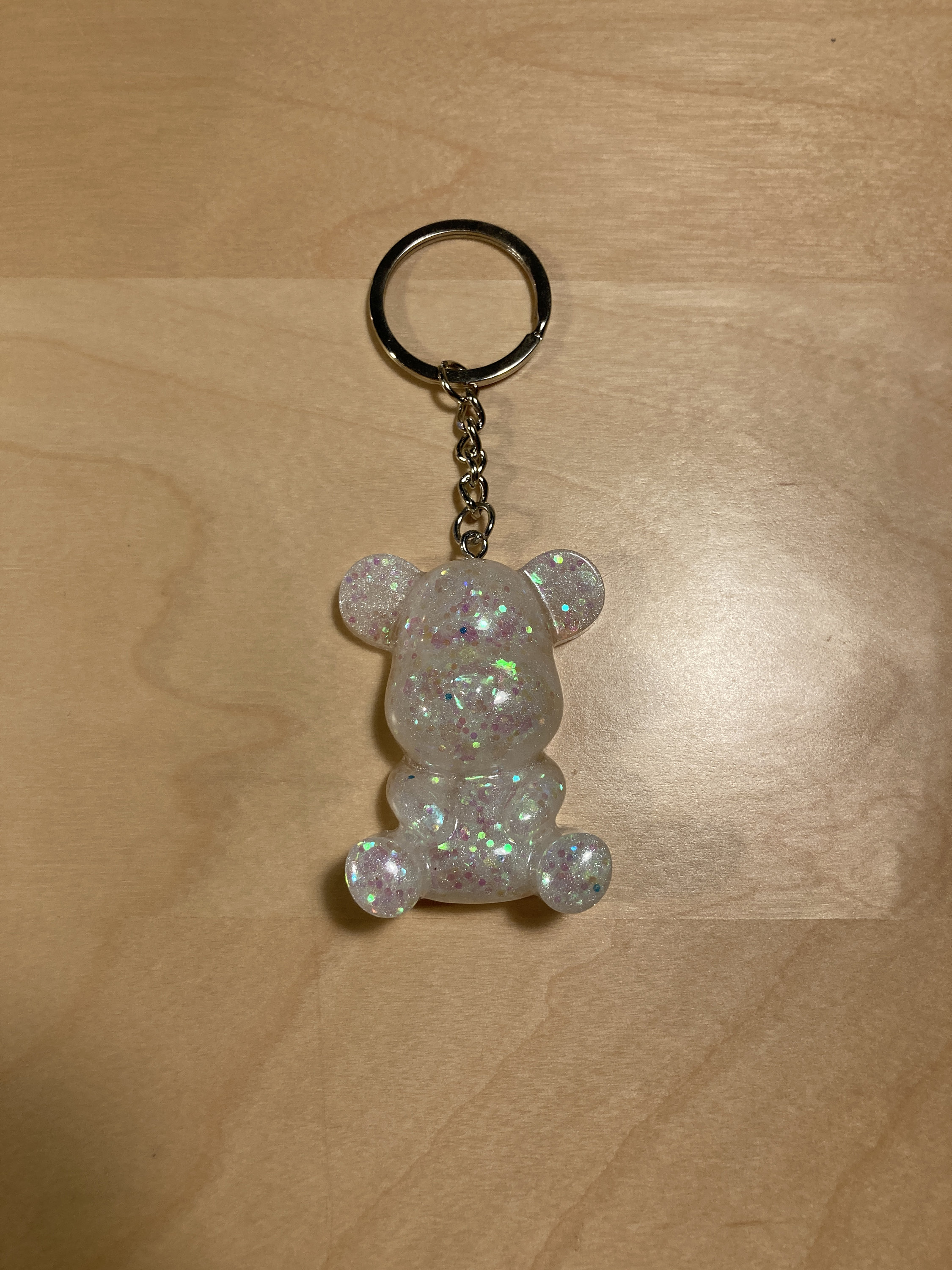 Porte Clé Paillettes Blanche