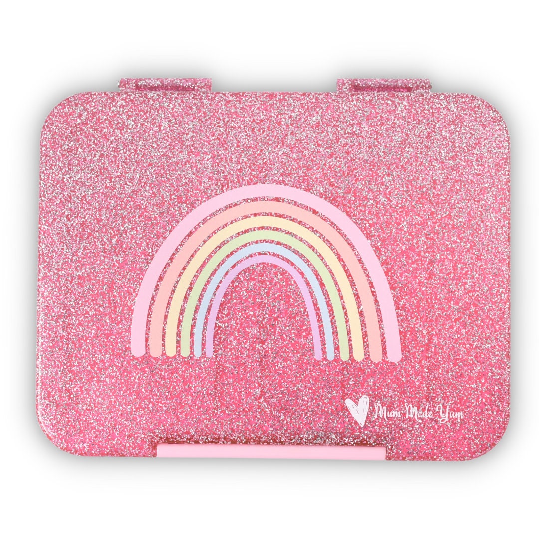 Personalised Bento Lunchbox (Large) - Sparkle Pink Rainbow 2.0