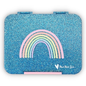 Personalised Bento Lunchbox (Large) - Sparkle Blue Rainbow
