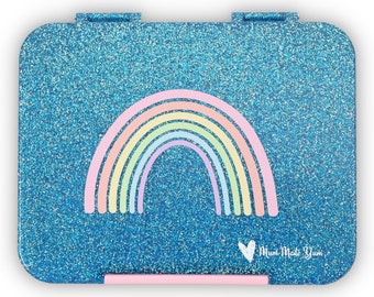 Personalised Bento Lunchbox (Large) - Sparkle Blue Rainbow