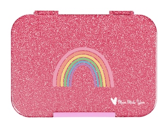Personalised Bento Lunchbox (Medium) - Pink Sparkle Rainbow