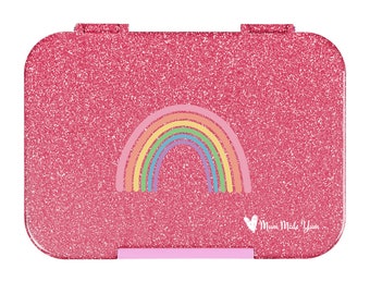 Personalised Bento Lunchbox (Medium) - Pink Sparkle Rainbow