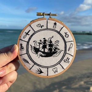 Kraken Zodiac Embroidery Hoop