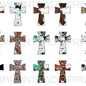 Trendy Western Cross PNG Bundle Country Christian Clip Art Cowgirl Faith In Jesus Southern Sublimation For Bleached Shirt Digital Download