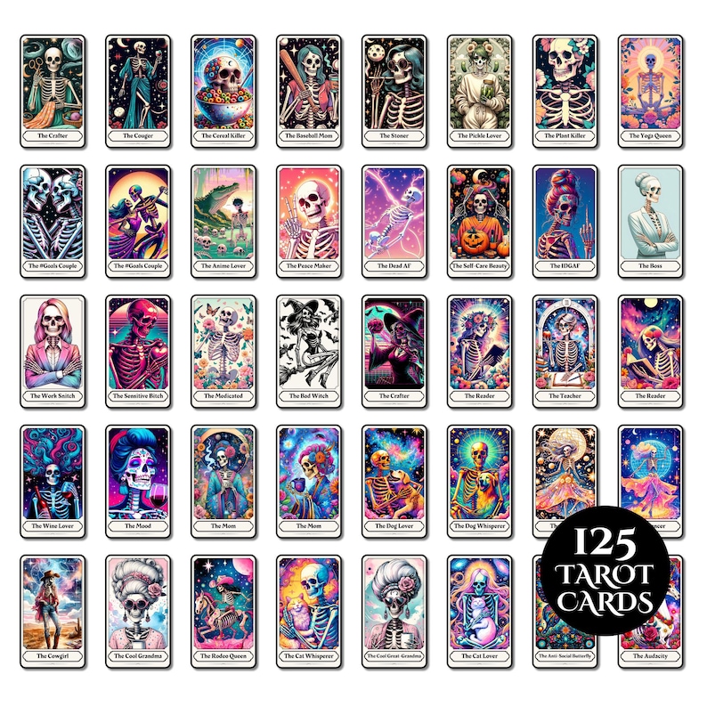 Funny Tarot Card PNG Bundle Printable Sarcastic Witchy Shirt Graphic Sublimation Design Funny Skeleton Halloween Clipart Digital Download image 2