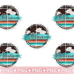 Maman Mini PNG | Cuir de vachette marron | Imprimé Serape | Turquoise | Sublimation occidentale | Tante, Mimi, maman | Cadeau Fête des Mères | Cadeau pour grand-mère
