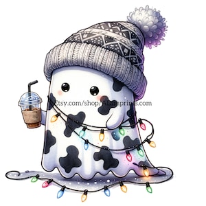Kerstverlichting Ghost Coffee PNG Western Santa clipart kind winter kous kaart kaars sticker ornament aanwezig Noordpool digitale download