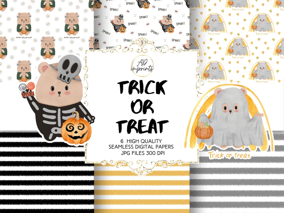 Trick or Treat Seamless Digital Paper Pack | Cute Halloween Patterns ...