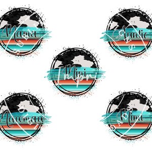 Maman Mini PNG | Cuir de vachette noir | Imprimé Serape | Turquoise | Sublimation occidentale | Tante, Mimi, maman | Cadeau Fête des Mères | Cadeau pour grand-mère