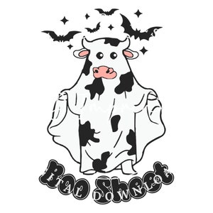 Trendy Boo Sheet Spooky Season Ghost Cow Wearing Sheet Funny Western Halloween Howdy Cowboy Kids Shirt Sublimation SVG PNG Digital Download