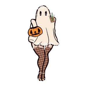 Fantasma fofo bebendo café svg, fantasma assustador png, sublimação retrô de Halloween, Halloween png, coxas grossas e vibrações assustadoras png, fantasma sexy
