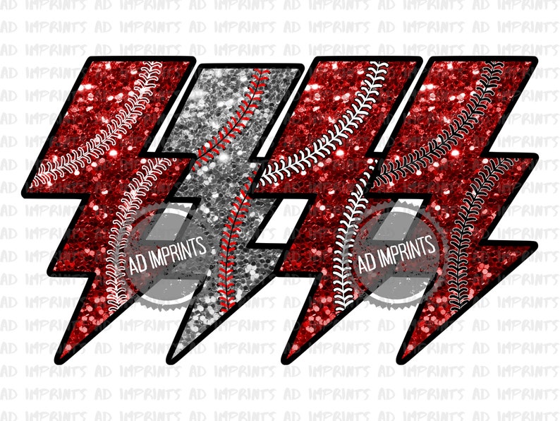 Baseball Lightning Bolt PNG Glitter Lightning Bolt Clipart Etsy