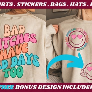 Las malas perras también tienen malos días, camiseta con cara sonriente, camiseta con gráficos de moda, camiseta de salud mental, ropa estética, ropa preppy, chica VSCO