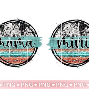 Mama Mini Png | Matching Mom And Daughter Shirts | Western Sublimation | Turquoise Cow Print | Mother&#39;s Day Gift | Png Files For Sublimation