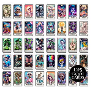 Grappige tarotkaart PNG bundel afdrukbare sarcastische Witchy shirt grafische sublimatie ontwerp grappig skelet Halloween clipart digitale download
