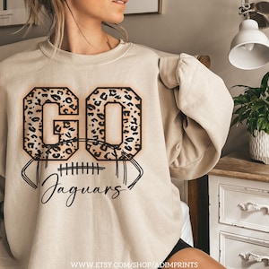 Go Jaguars PNG | Football SVG | Jaguars Football Shirt | Leopard Print | Sports Sublimation Design | Cut File For Cricut | Silhouette Vinyl