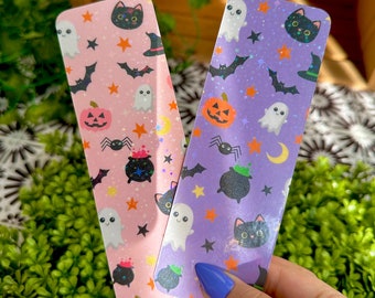 Holographic Spooky Bookmark Set | Halloween Bookmark | Sparkle Glitter Bookmark Gift