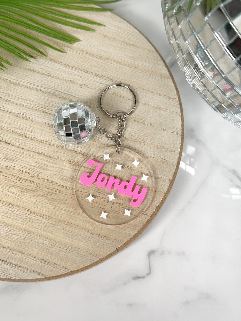 Personalized Custom Disco Ball Keychain Acrylic Keychain Etsy