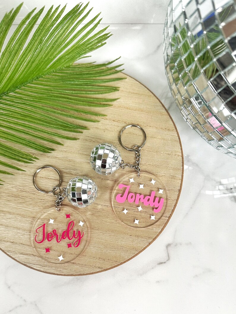 Personalized Custom Disco Ball Keychain Acrylic Keychain Etsy