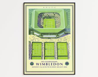 Wimbledon 2004 Poster Print, Tennis Gifts,Framed Art, Tennis Poster, Birthday Gift Idea, Sports Poster,Wimbledon Poster