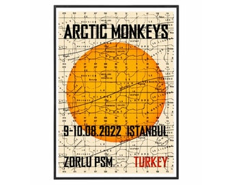 Black Wood Framed Arctic Monkeys 2022 Istanbul Concert Poster Art Print | Black Wood Framed Design | Framed Art Print | Wall Decoration for