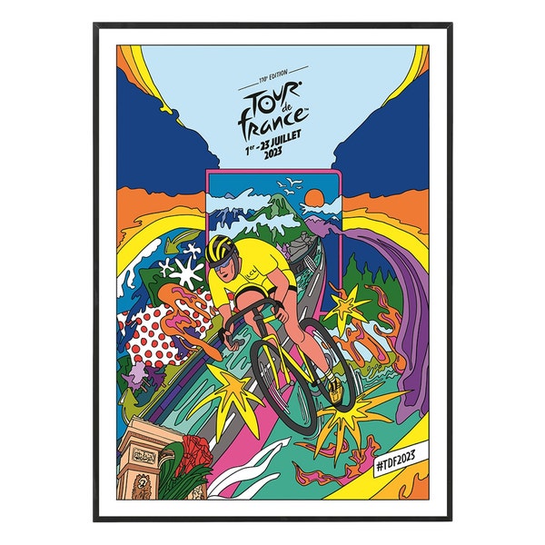 Póster del Tour de Francia 2023: arte de pared enmarcado, regalo perfecto de cumpleaños y Navidad, regalo único para los amantes del ciclismo, elegante decoración de pared para el hogar