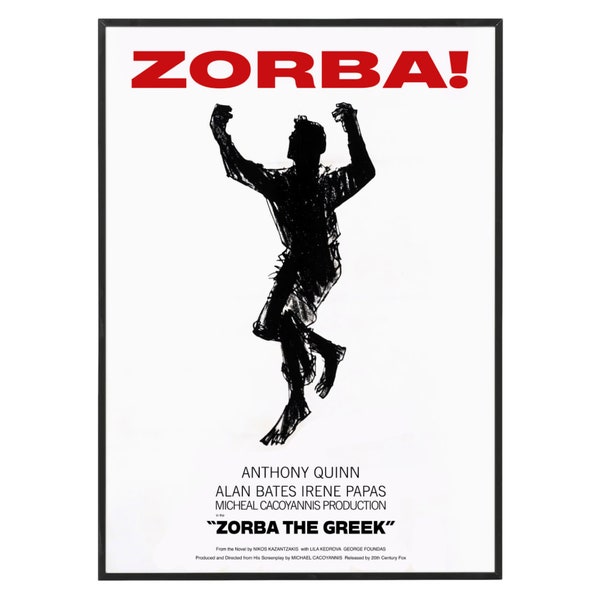 Zorba The Greek Movie Poster - Framed Wall Art, Perfect Birthday & Housewarming Gift,Unique Movie Lover Gift,Unique Gift for Cinephile