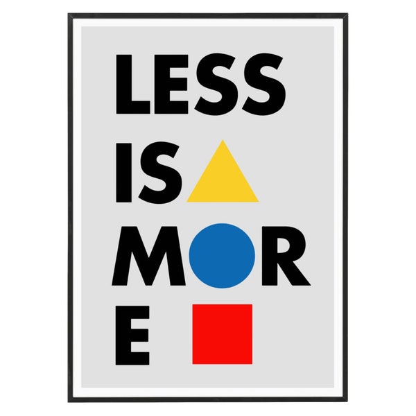 Bauhaus Less Is More Poster,Bauhaus Poster,Bauhaus Print, Mid Century Modern, Poster with Wood Frame