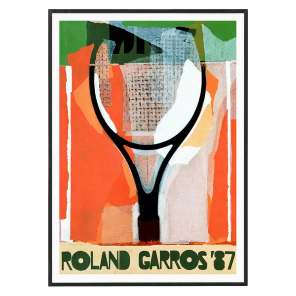 Affiche Roland-Garros Roland-Garros 1987, affiche pour amateur de tennis, affiche de tennis, impression de tennis, impression avec options encadrées