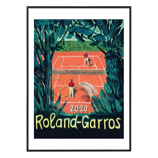 Affiche Roland Garros 2020, Affiche pour amateur de tennis, Affiche de tennis, Impression de tennis, Impression avec options encadrées