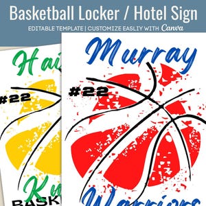 Basketball locker sign, Hotel Door hanger, Locker room poster, Pep Rally Team spirit tag, Travel pride sign, Customize Canva Template BKB022