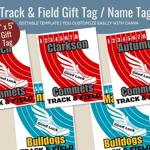 Good Luck Track and Field Name Gift Tag, Track Meet Goodie Bag Name Tag ...