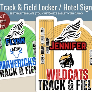 State Bound Track and Field locker decoration cutout sign, Team Hotel Door sign, Good Luck Track Meet Sign, Customize Canva Template TFN001